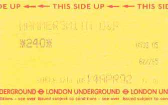 ticket for the London Underground